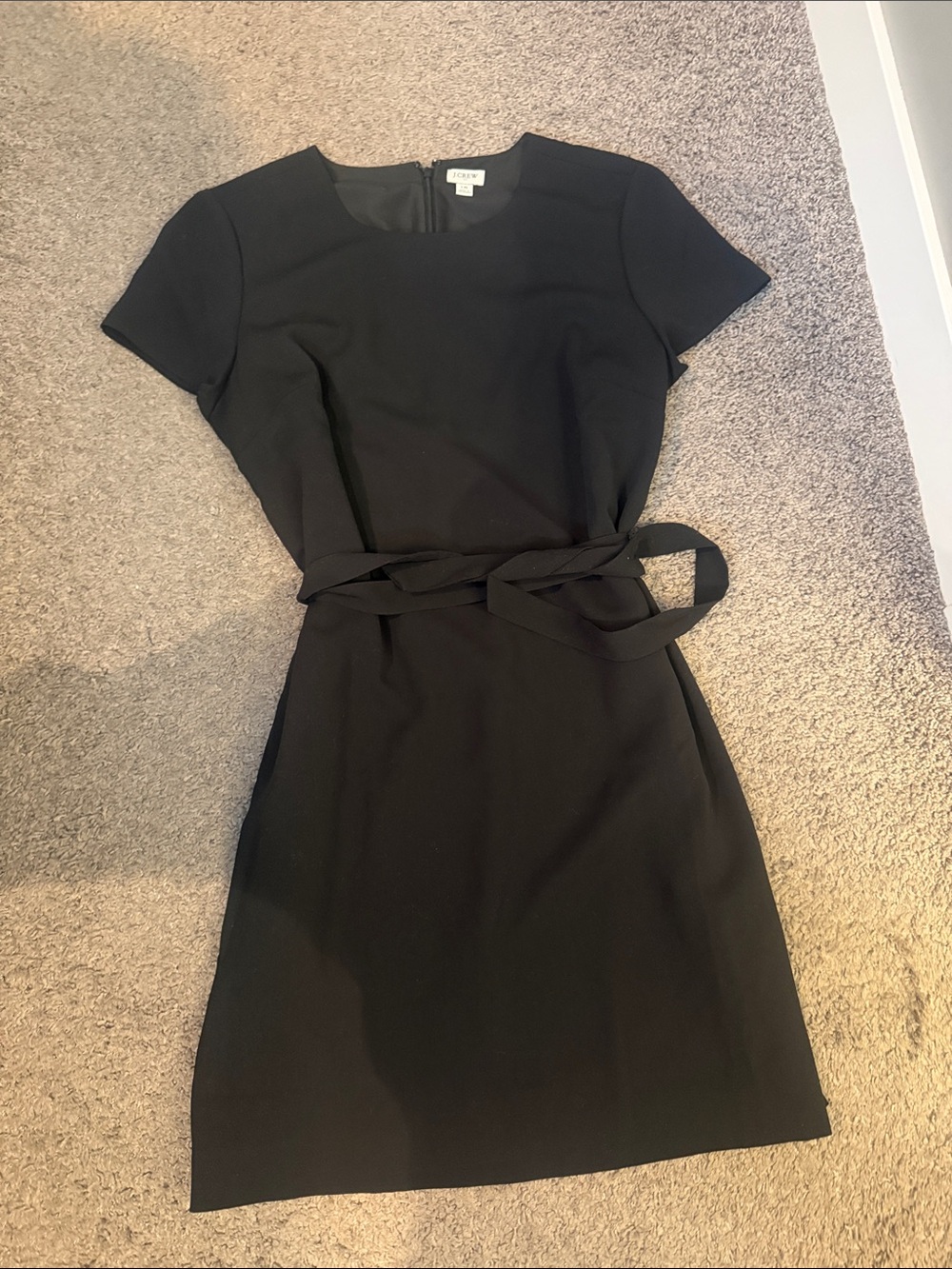 J. Crew Black Short-Sleeve Tie-Waist Mini Dress. Worn once